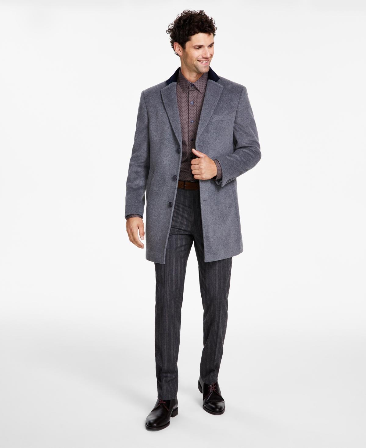 Tallia Men Wool Blend Overcoats with Contrast Velvet Top Collar product image