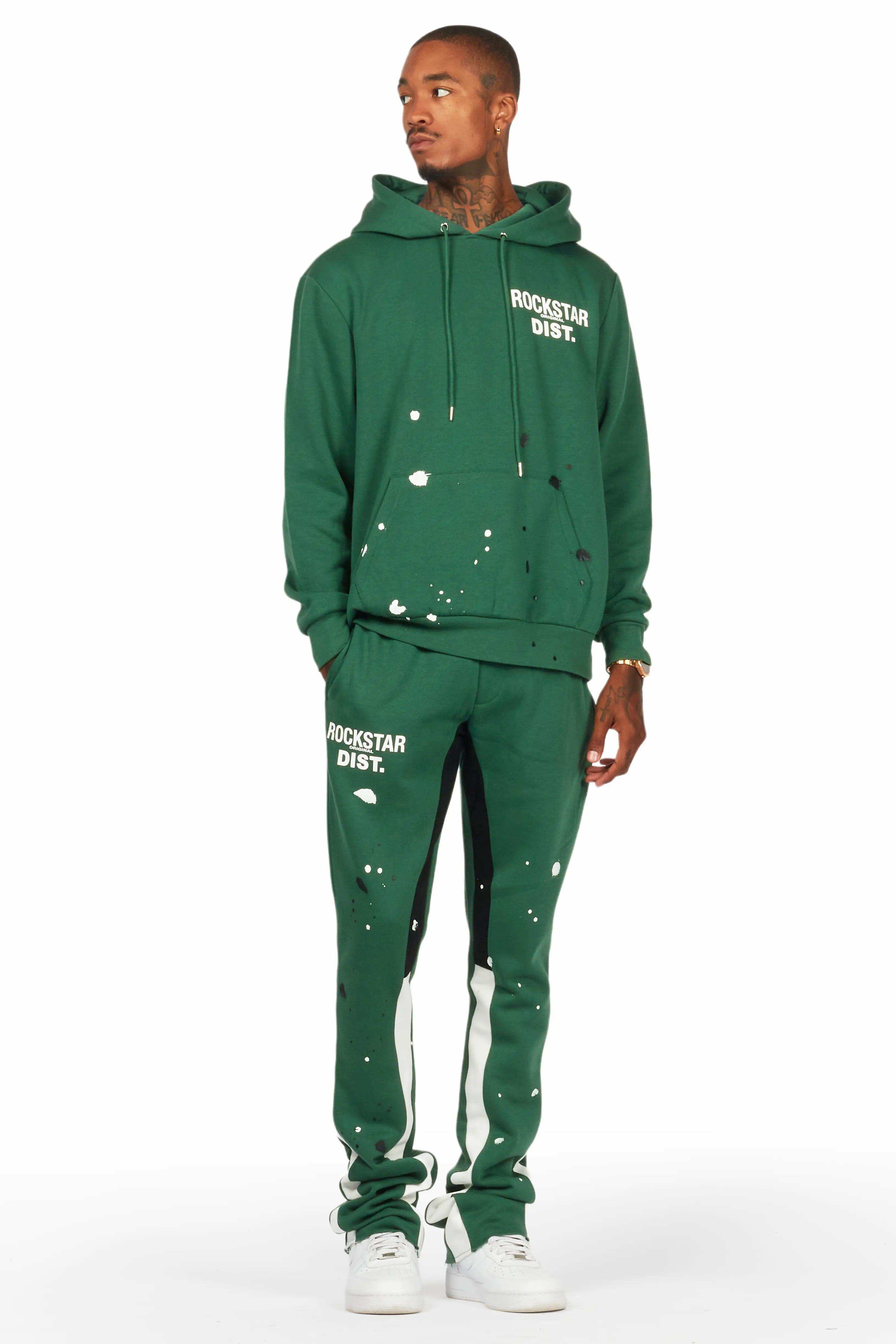 Jaco Green Hoodie Stacked Flare Pant Track Set Male Product Image