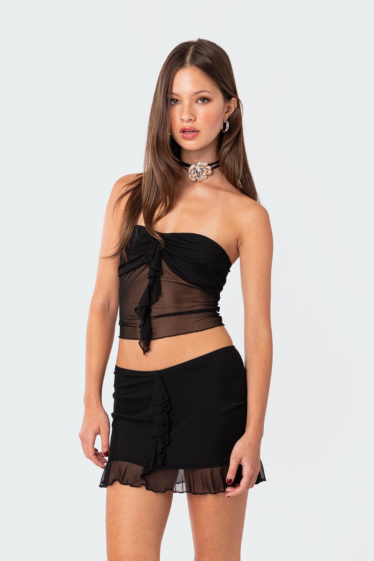 Solange Ruffle Mesh Tube Top Product Image