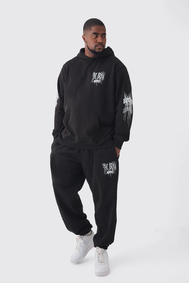 Plus Brooklyn Gothic Varsity Oversized Tracksuit | boohooMAN USA Product Image