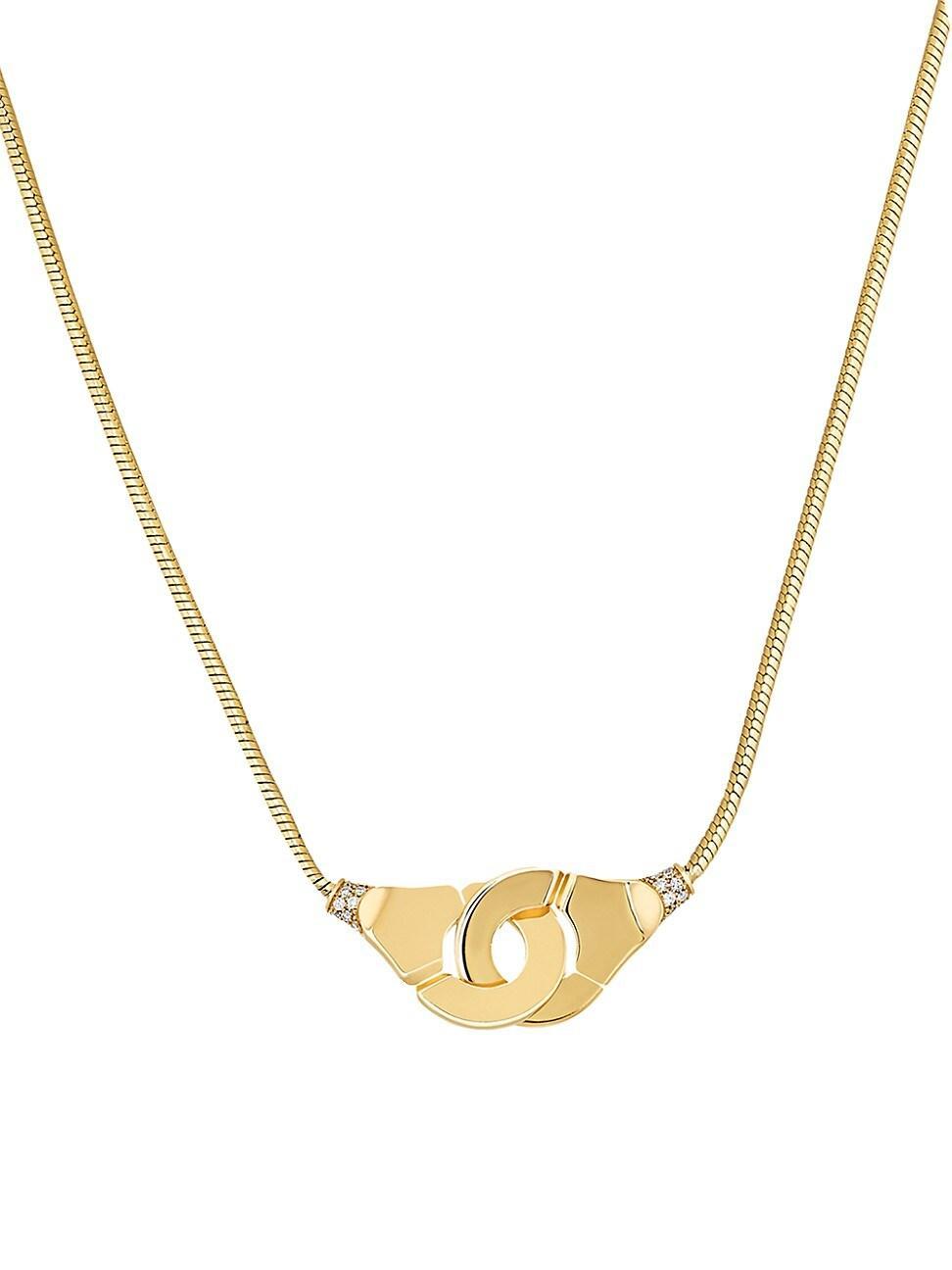 Womens Menottes Dinh Van R12 18K Yellow Gold & Diamond Handcuff Pendant Necklace Product Image