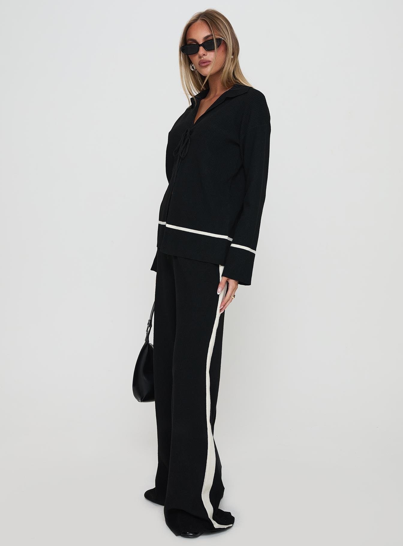 Kester Tie Front Knit Set Black Product Image