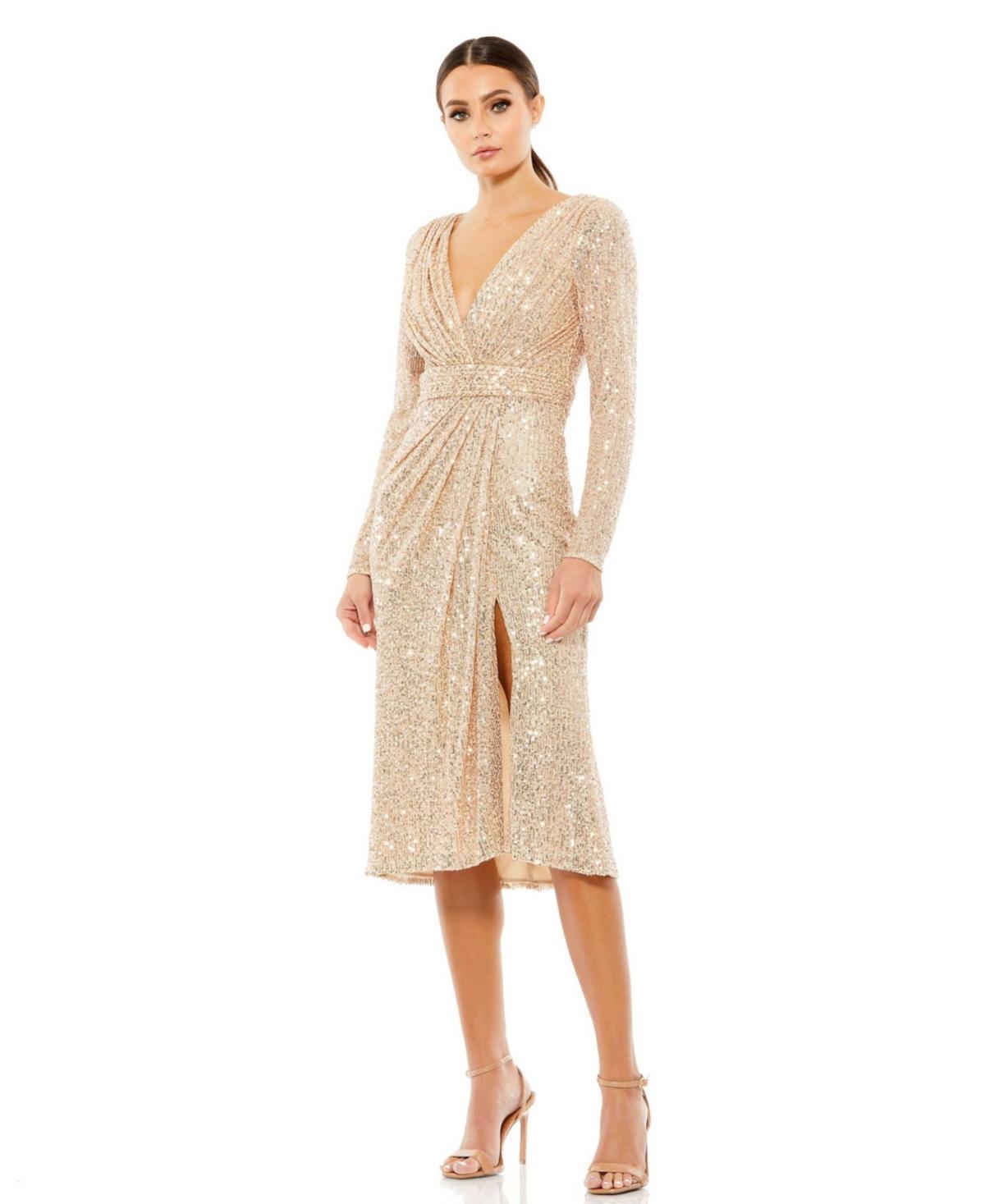 Womens Ieena Long Sleeve Sequined Midi Dress product image