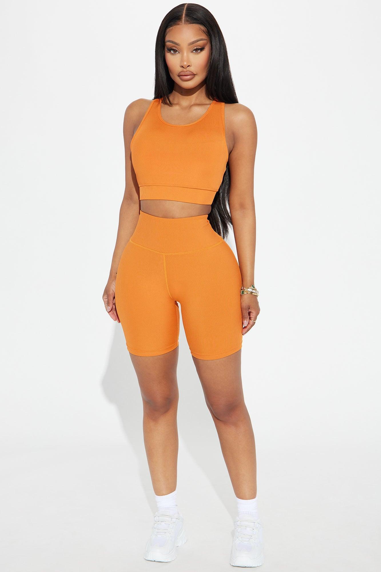 Zen Ribbed Bra Top - Orange Product Image