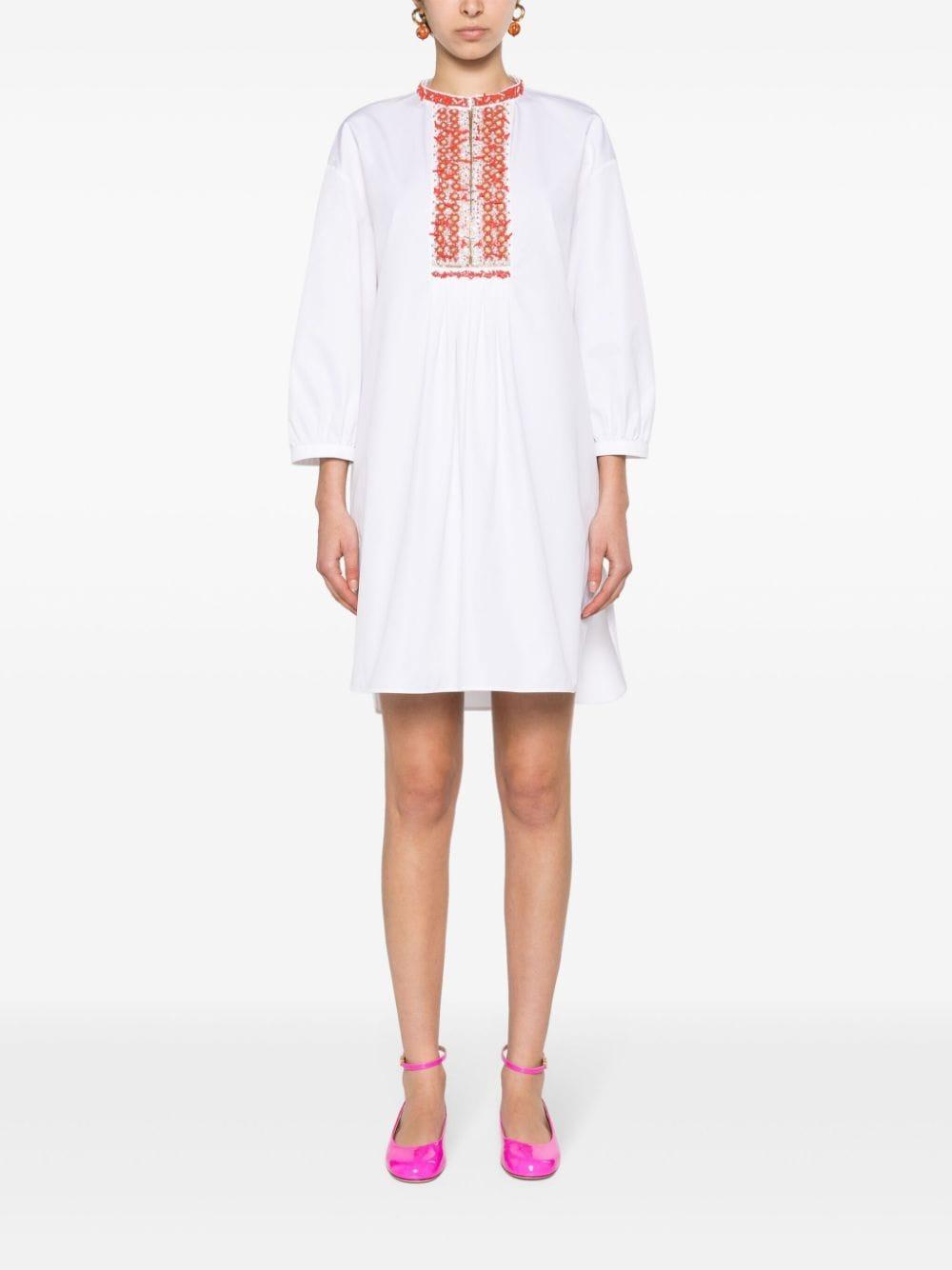 Bead-embellished Cotton-poplin Mini Dress In White Product Image