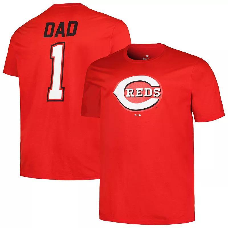 Mens Profile Red Cincinnati Reds Big & Tall #1 Dad T-Shirt Product Image