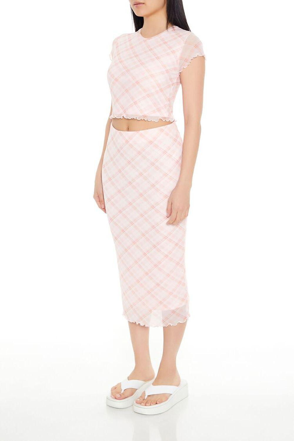 Plaid Mesh Midi Skirt | Forever 21 Product Image