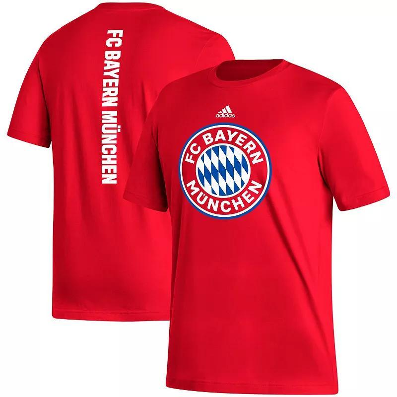 Mens adidas Red Bayern Munich Vertical Back T-Shirt Product Image