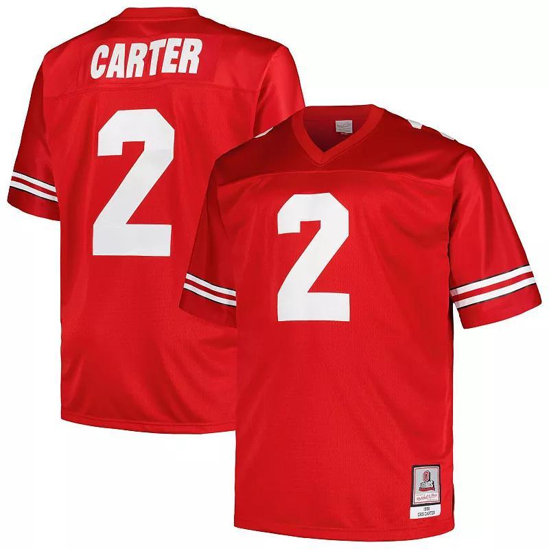 Mens Mitchell & Ness Cris Carter Scarlet Ohio State Buckeyes Big and Tall Legacy Jersey - Scarlet Product Image