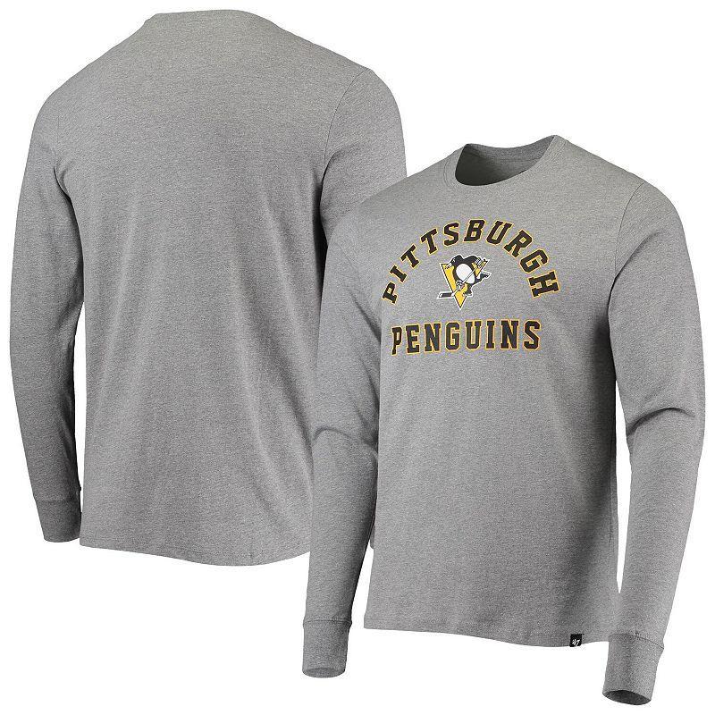 Mens 47 Heathered Gray Pittsburgh Penguins Varsity Arch Super Rival Long Sleeve T-Shirt Product Image