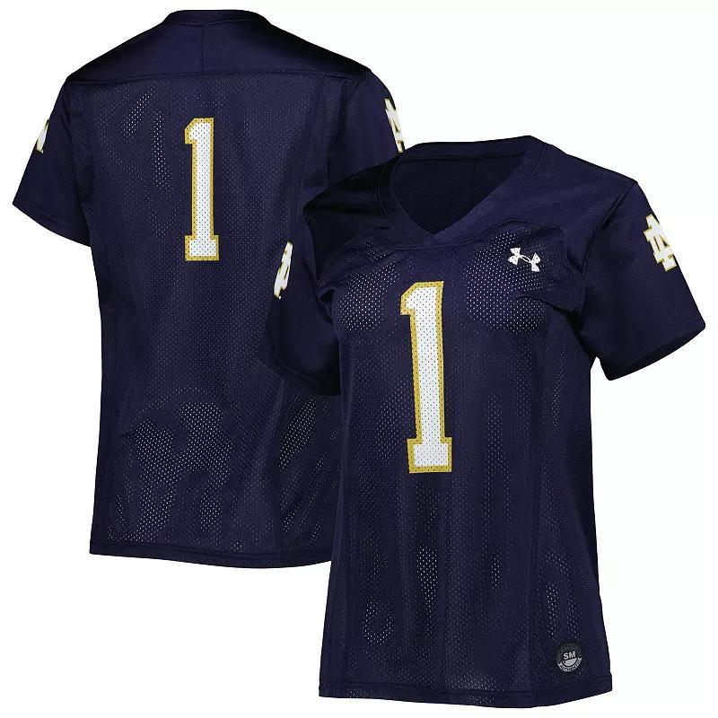 Womens Under Armour #1 Notre Dame Fighting Irish Replica Football Jersey Blue product image