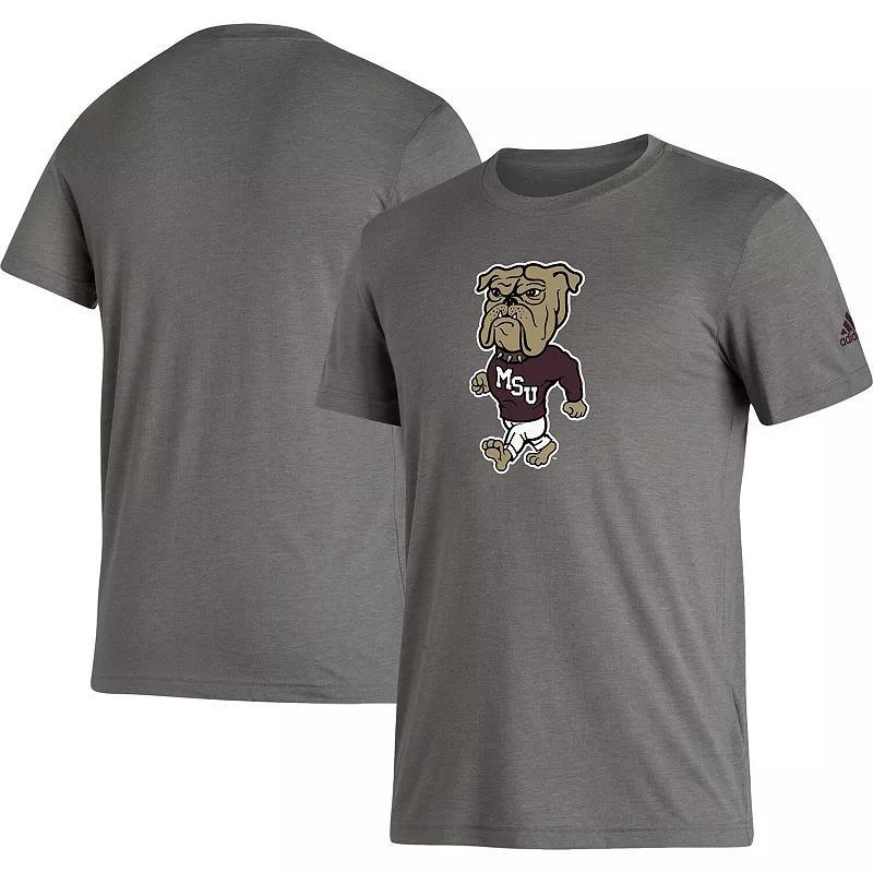 Mens adidas Gray Mississippi State Bulldogs Basics Heritage Tri-Blend T-Shirt Product Image