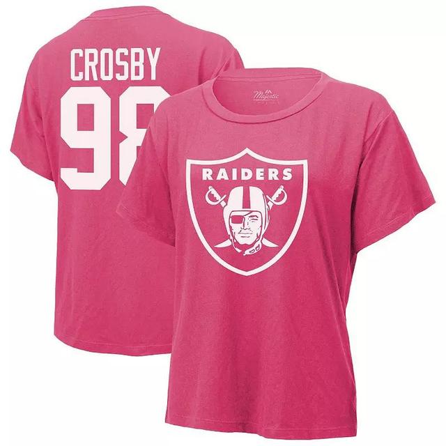 Womens Majestic Threads Maxx Crosby Pink Las Vegas Raiders Name & Number T-Shirt Product Image