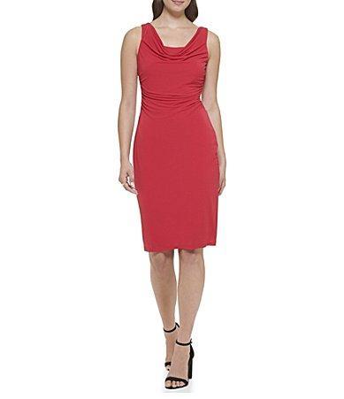 Kensie Cowl Neck Sleeveless Stretch Midi Dress Product Image