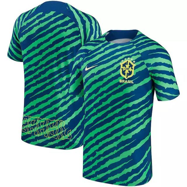 Mens Nike Blue/Green Brazil National Team 2022/23 Pre-Match Top Product Image