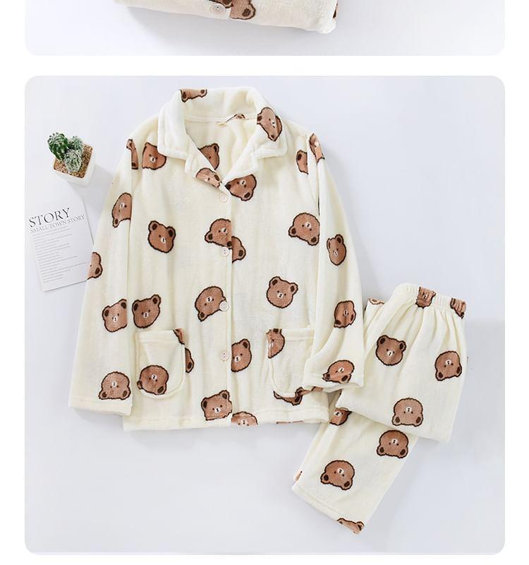 Couple Matching Bear Fleece Pajama Set Product Image