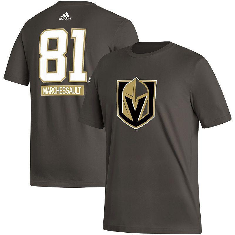 Mens adidas Jonathan Marchessault Gray Vegas Golden Knights Fresh Name & Number T-Shirt Product Image