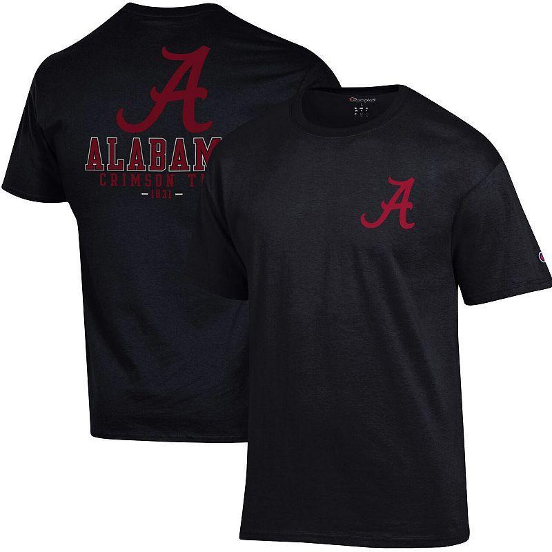 Mens Champion Black Alabama Crimson Tide Team Stack 2-Hit T-Shirt ALA Black Product Image