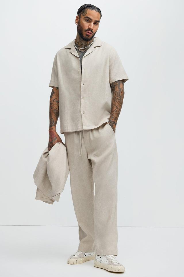 Bahamas Linen Pants - Stone Product Image