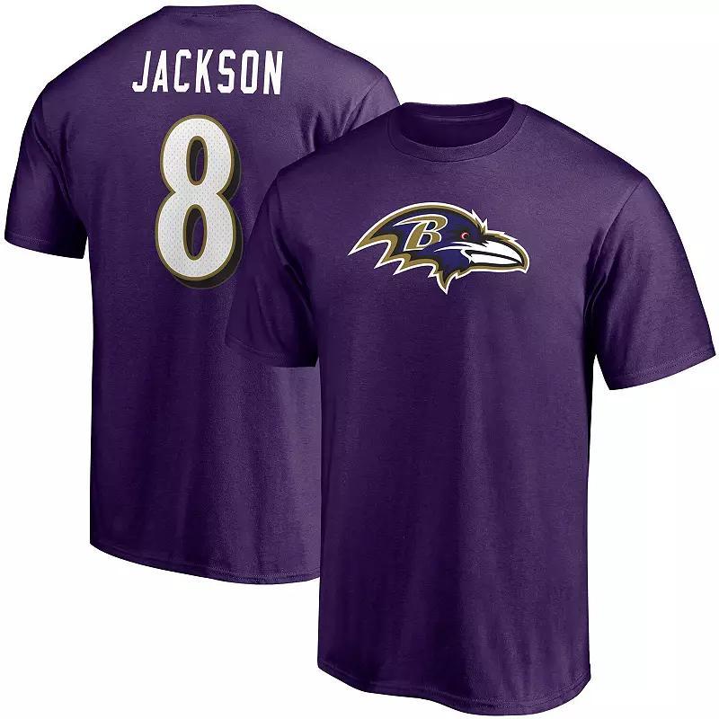 Mens Fanatics Branded Lamar Jackson Baltimore Ravens Player Icon Name & Number T-Shirt Product Image