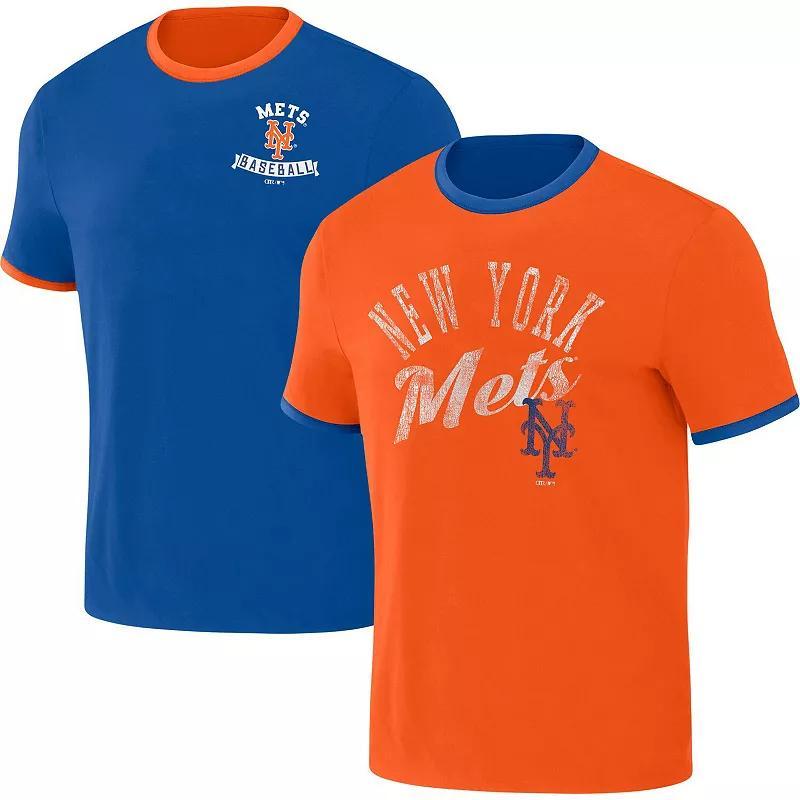 Mens Darius Rucker Collection by Fanatics Royal/Orange New York Mets Two-Way Ringer Reversible T-Shirt Product Image