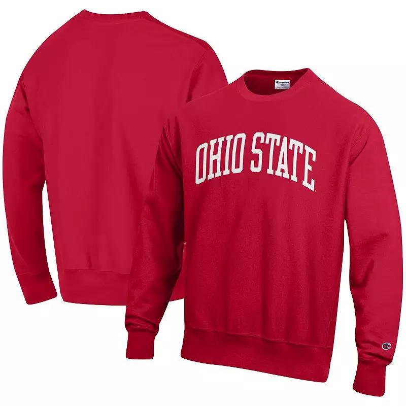 Mens Champion Scarlet Ohio State Buckeyes Arch Reverse Weave Pullover Sweatshirt Product Image