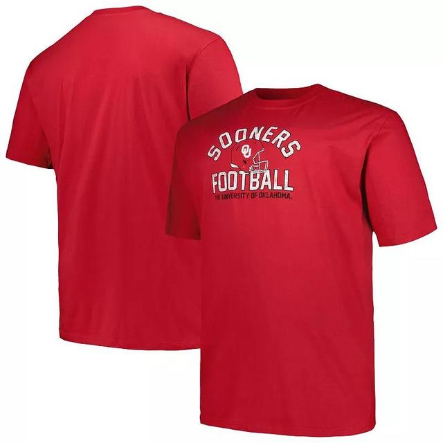 Mens Champion Crimson Oklahoma Sooners Big & Tall Football Helmet T-Shirt Product Image