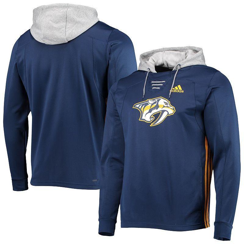 Mens adidas Navy Nashville Predators Skate Lace Aeroready Pullover Hoodie Product Image