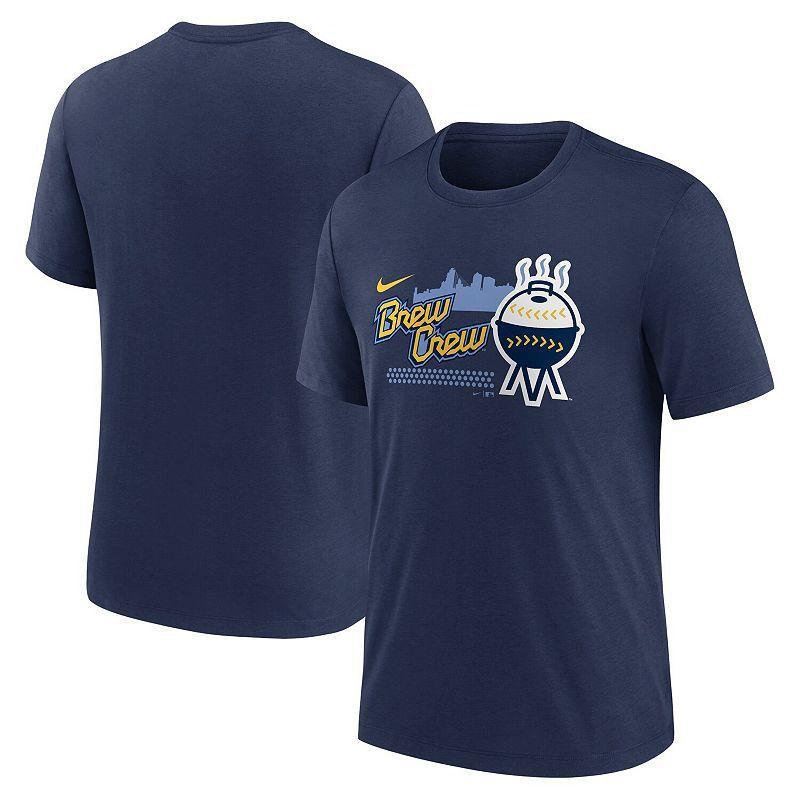 Men's Nike Navy Milwaukee Brewers City Connect Tri-Blend T-Shirt Product Image