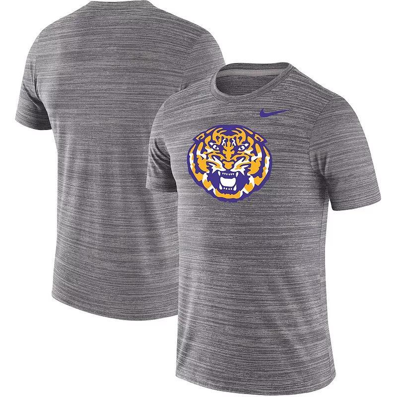 Mens Nike Heathered Charcoal LSU Tigers Big & Tall Velocity Performance T-Shirt Product Image