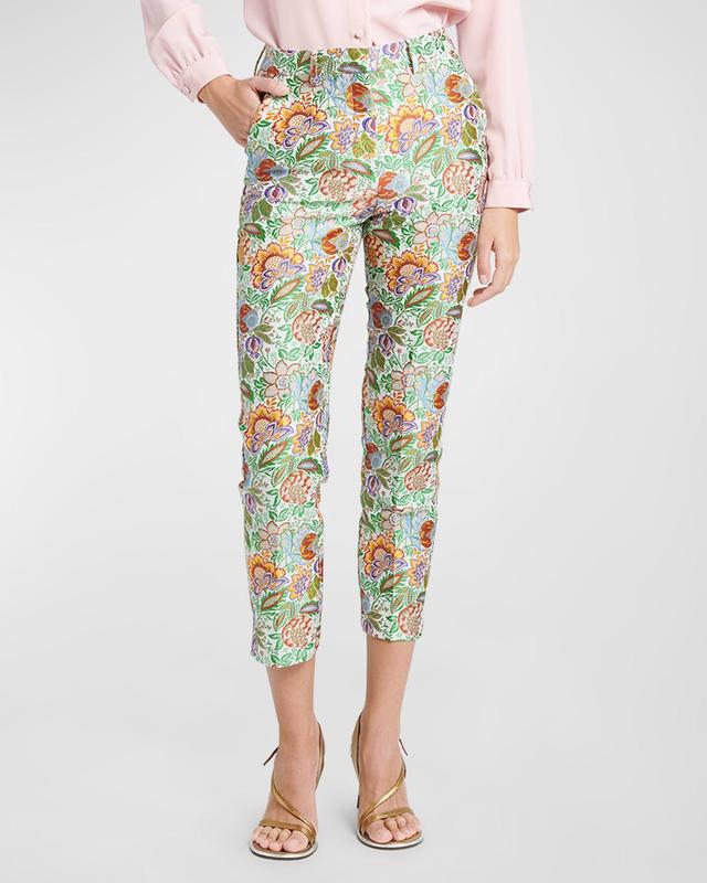 Etro Floral Jacquard Crop Cigarette Trousers Product Image