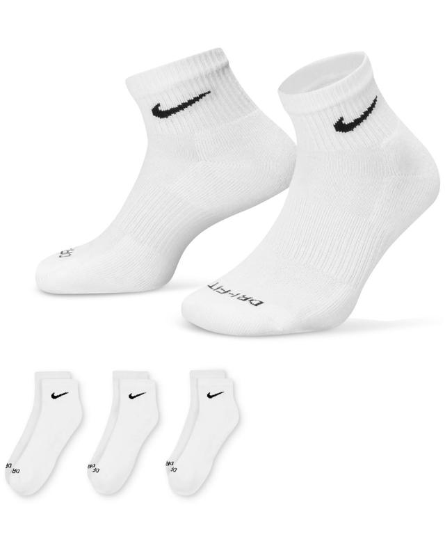 NIKE Dri-fit Cushion Quarter Socks 3-pack In White,(black) Product Image