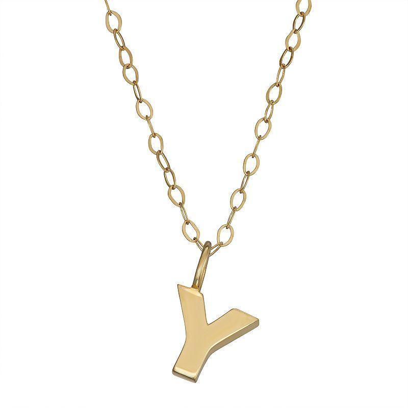 10K Gold Initial Pendant on 14K Gold Filled Chain, Womens Product Image