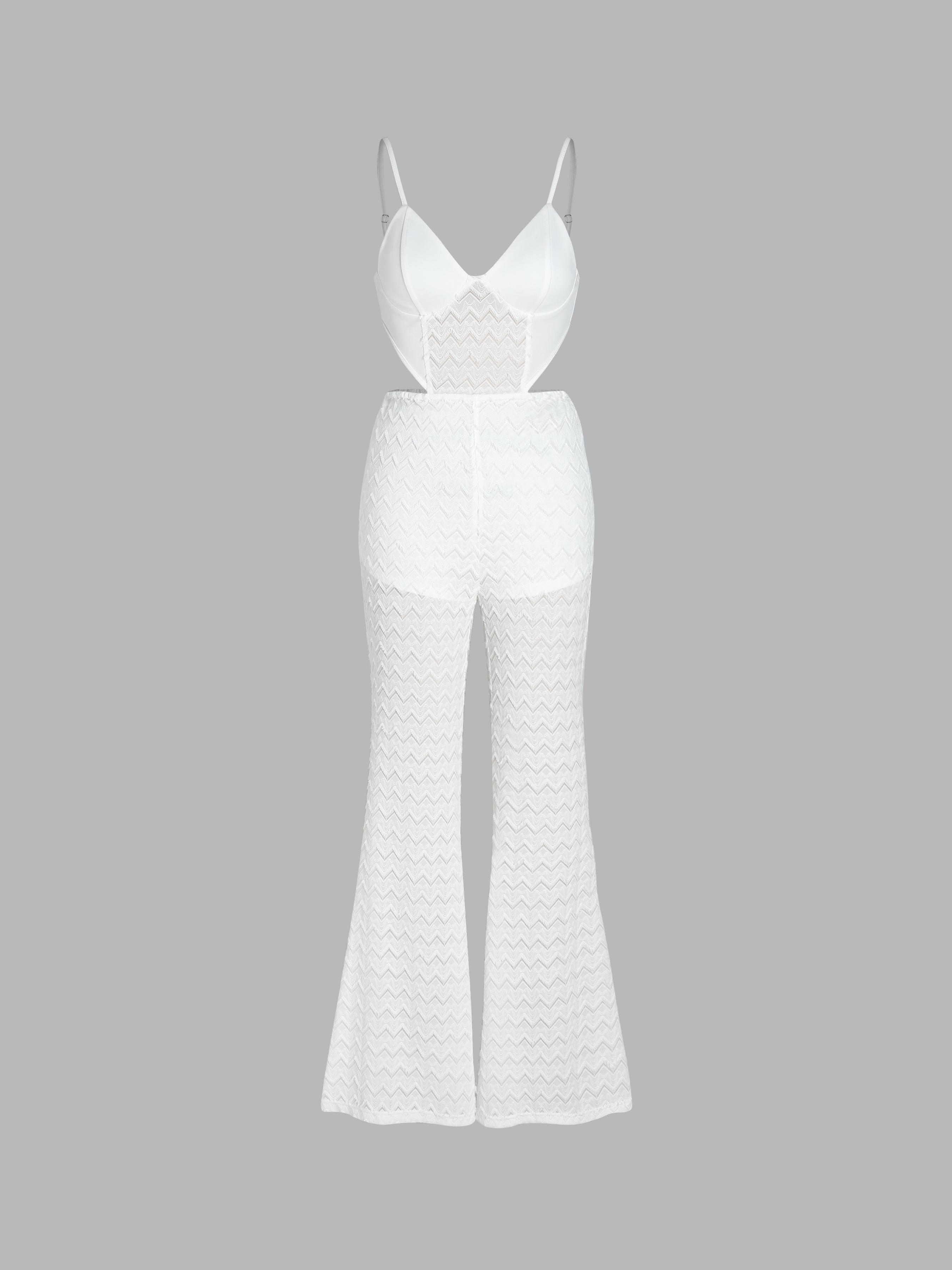 Lace V-neck Cut Out Jumpsuit Product Image