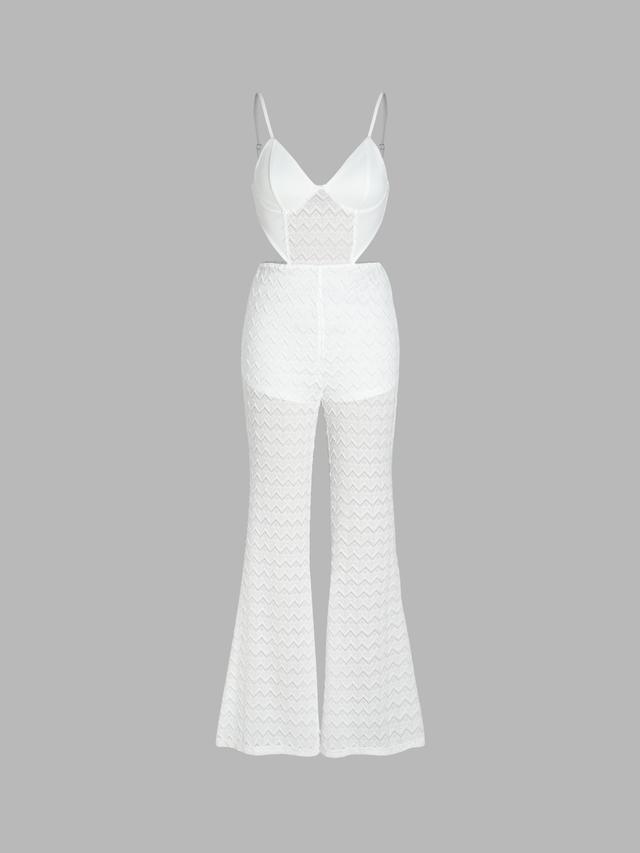 Lace V-neck Cut Out Jumpsuit Product Image