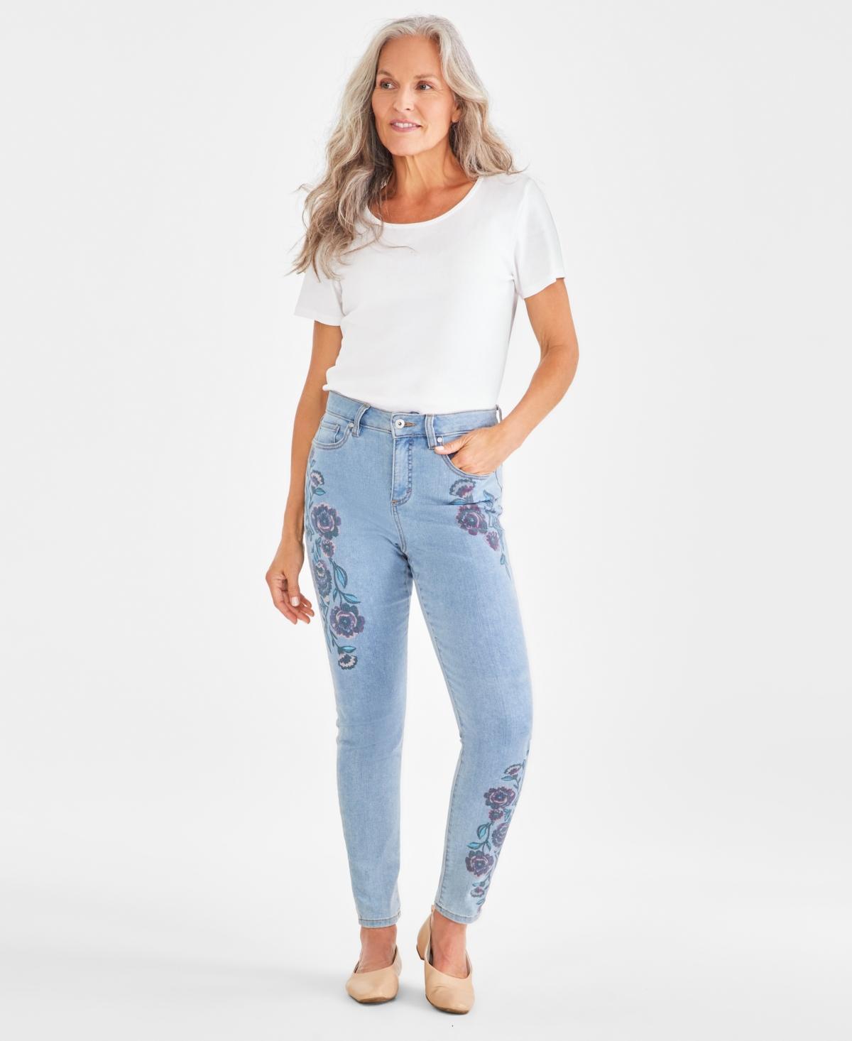 Style & Co Womens Printed Mid-Rise Curvy Skinny Jeans, Created for Macys Product Image