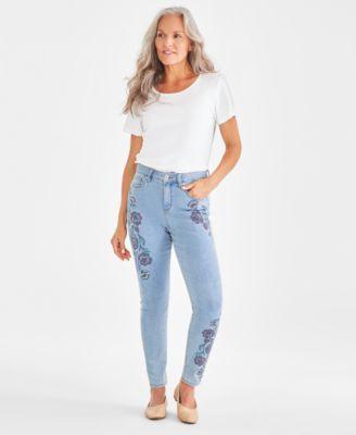 Style & Co Womens Printed Mid-Rise Curvy Skinny Jeans, Created for Macys Product Image