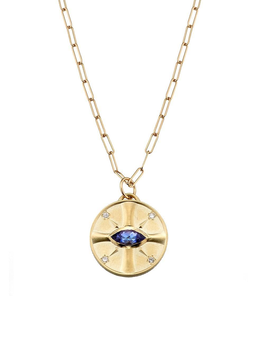 Womens Eye Of The Sun 14K Yellow Gold, Tanzanite, & Diamond Pendant Necklace Product Image