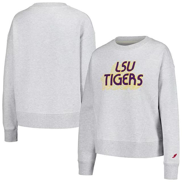 Womens League Collegiate Wear Ash LSU Tigers Boxy Pullover Sweatshirt Product Image