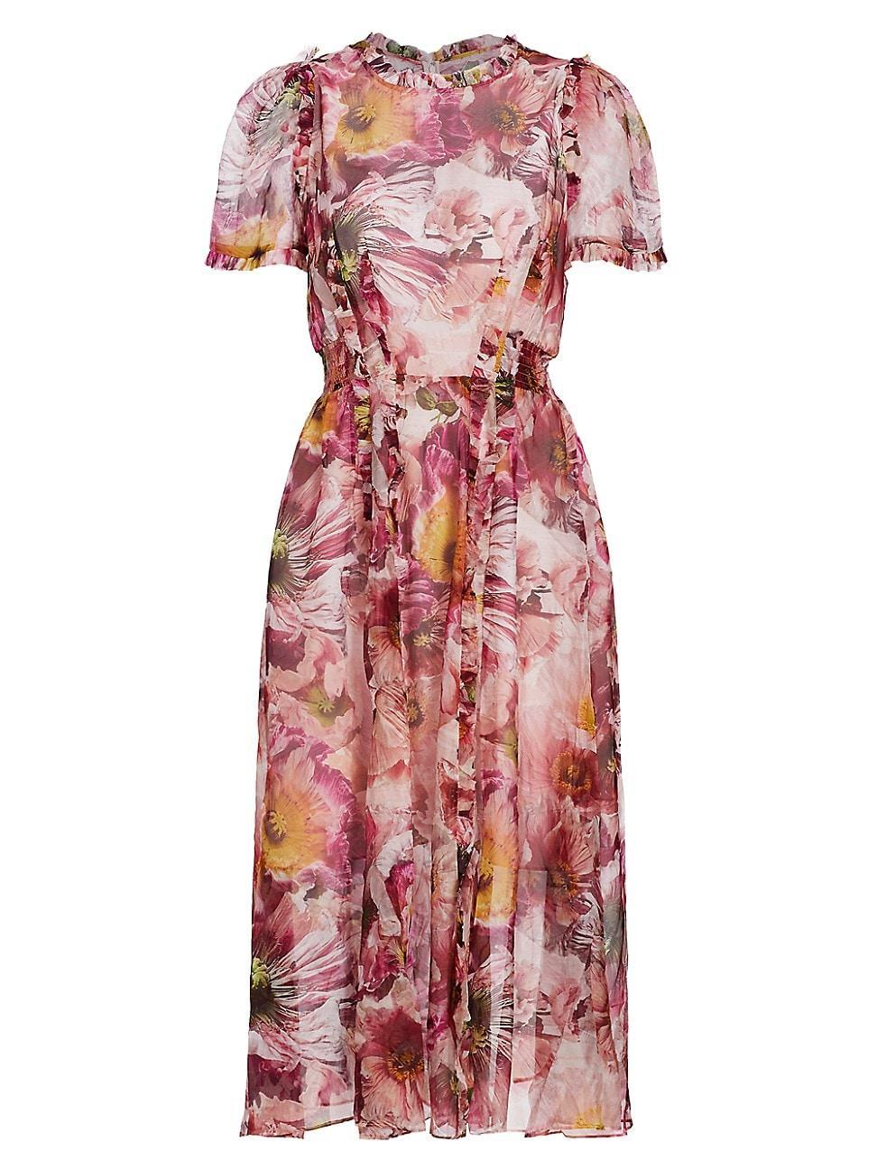 Womens Marchesa Rosa Sedum Floral Chiffon Midi-Dress Product Image