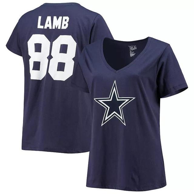 Womens Fanatics Branded CeeDee Lamb Dallas Cowboys Plus Size Name & Number V-Neck T-Shirt Blue Product Image