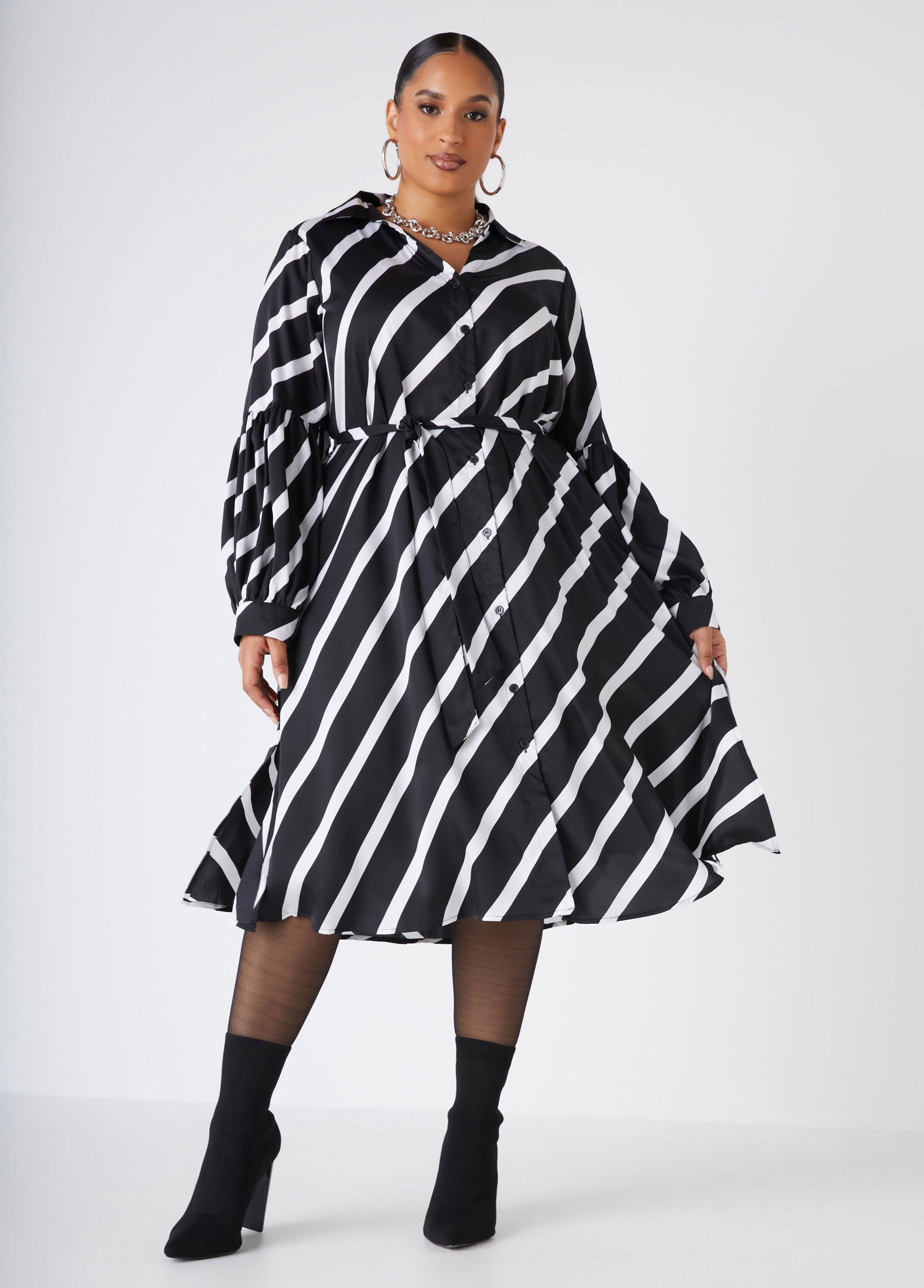 Belted Striped Midaxi Shirtdress Product Image