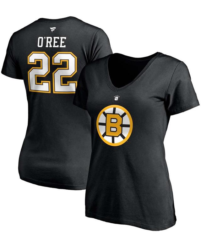 Womens Willie ORee Black Boston Bruins Authentic Stack Retired Player Name and Number V-Neck T-shirt Product Image