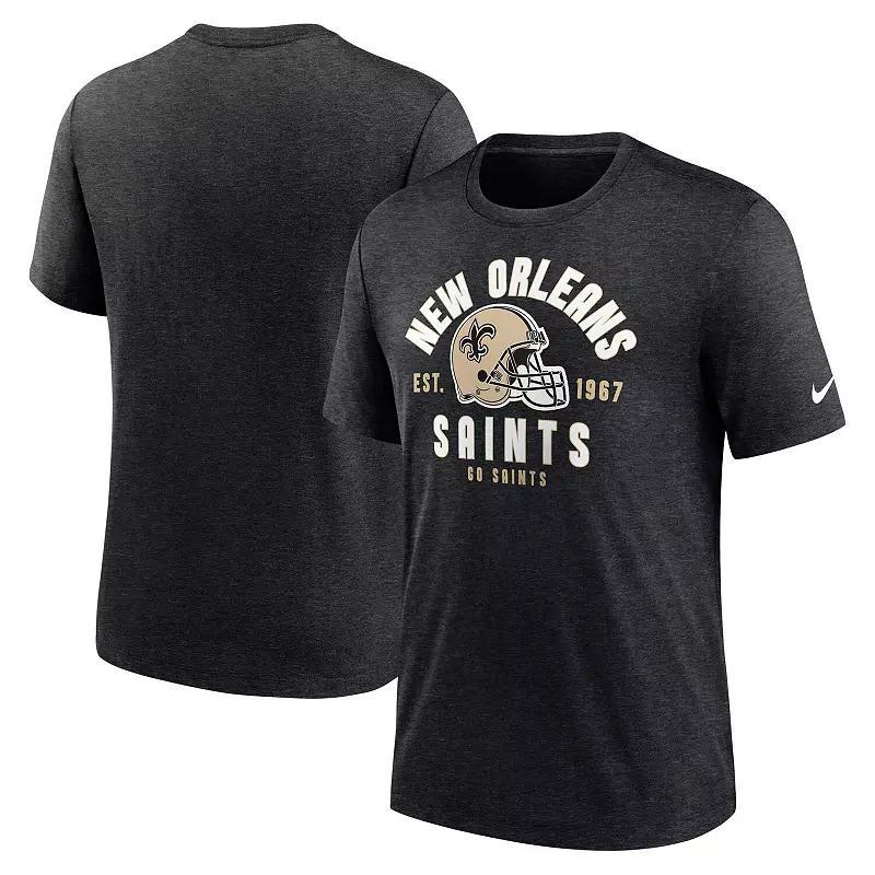 Mens Nike Heather Black New Orleans Saints Helmet Tri-Blend T-Shirt Product Image