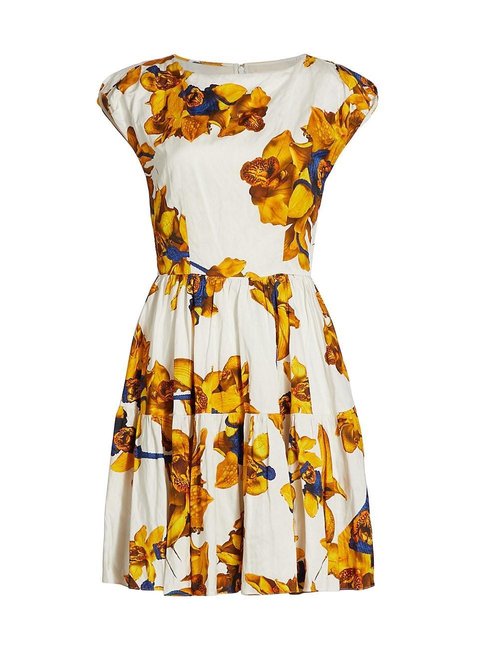 Womens Floral Cap-Sleeve Dress Product Image