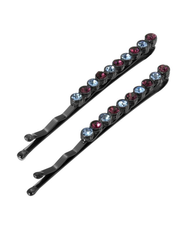 Womens Black-Tone Crystal Bobby Pins Set, 2 Piece Product Image