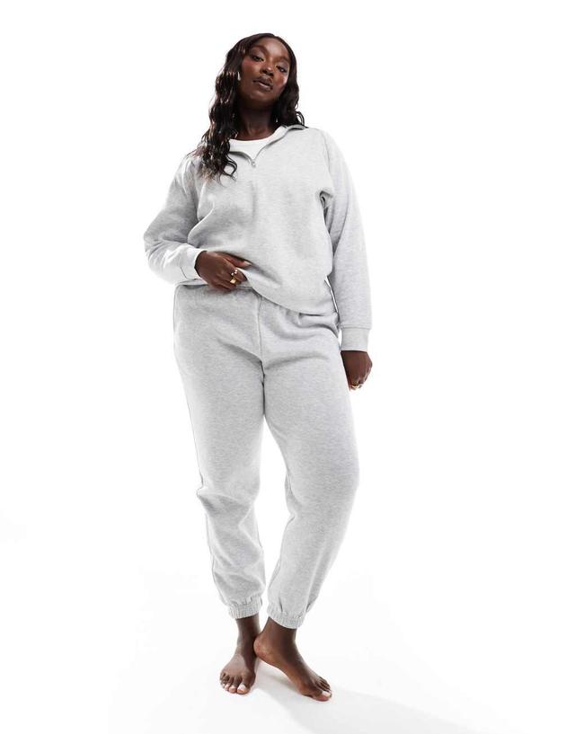 Pieces Curve half zip sweatshirt in light gray melange Product Image