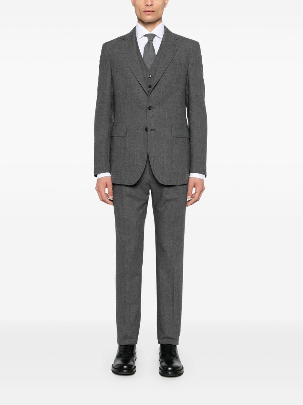 Wool Three-piece Suit In Charcoal Product Image