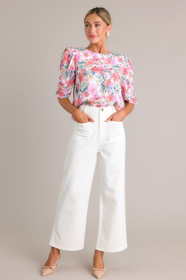 Paradise Bloom Ivory Multi Floral Top Product Image