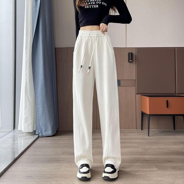 High Waist Plain Wide Leg Sweatpants (Various Designs) Product Image